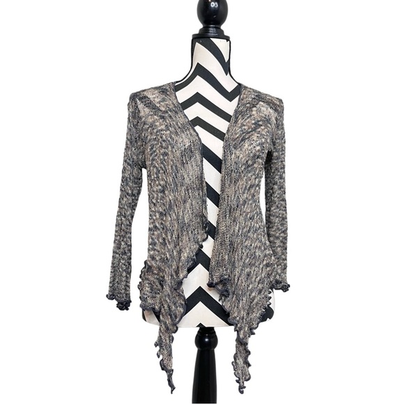 Boho Lagenlook Whimsigoth Forest Fairy Neutral OS Loose Knit Front Tie Cardigan - Picture 1 of 10